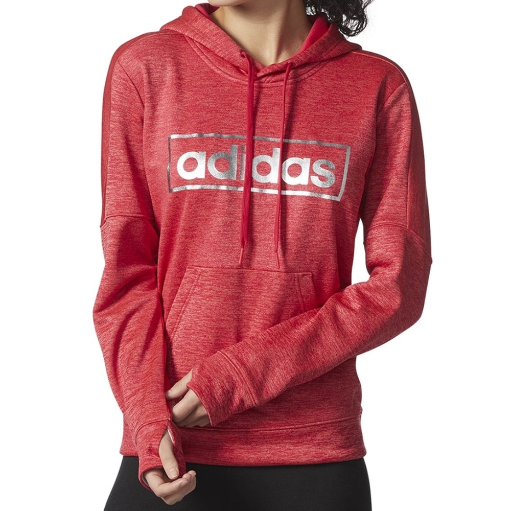 Adidas Metallic Foil Logo Graphic Hoodie Pink
